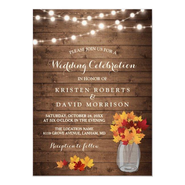 Autumn Leaves String Lights Rustic Fall Wedding