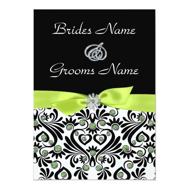 B & W Damask With Lime Green Wedding