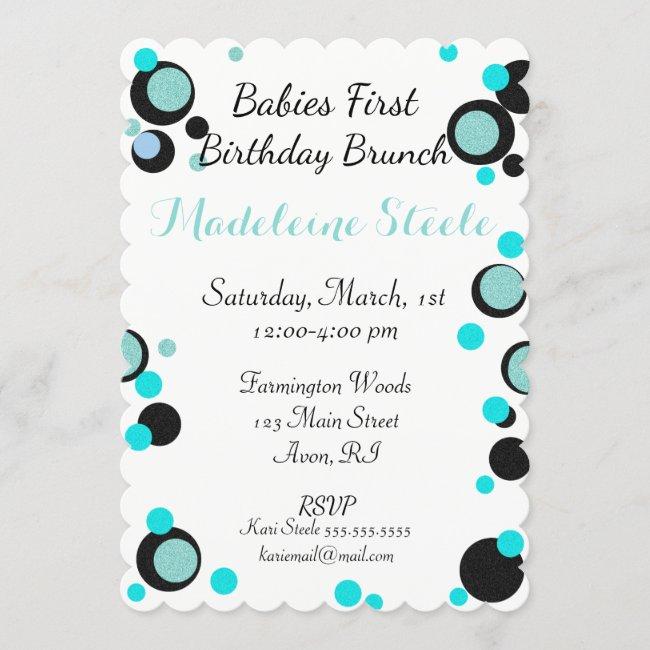 Baby & Co Teal Blue & Black Polka Dot Party