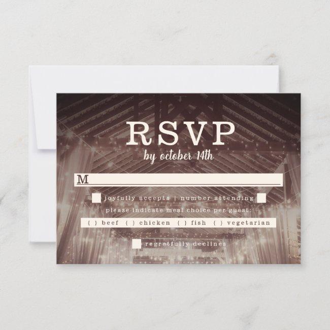 Barn Rafters With String Lights Rustic Wedding Rsvp