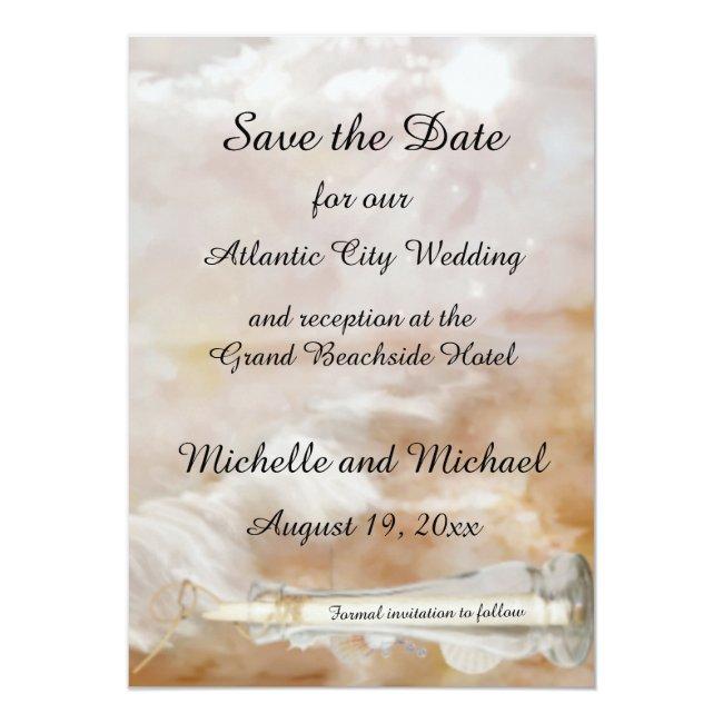 Beach Bottle Save The Date Wedding Announcement