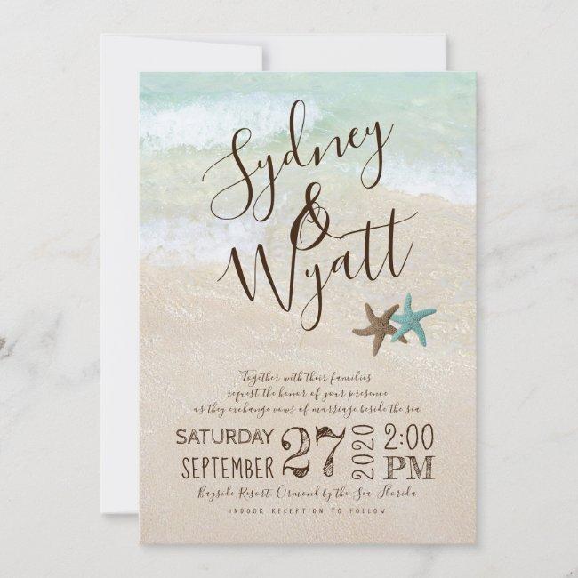 Beach Sand Typography Starfish Wedding