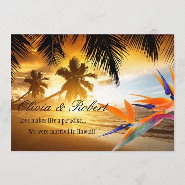 Beach Sunset Palm Trees Bird Of Paradise Reception