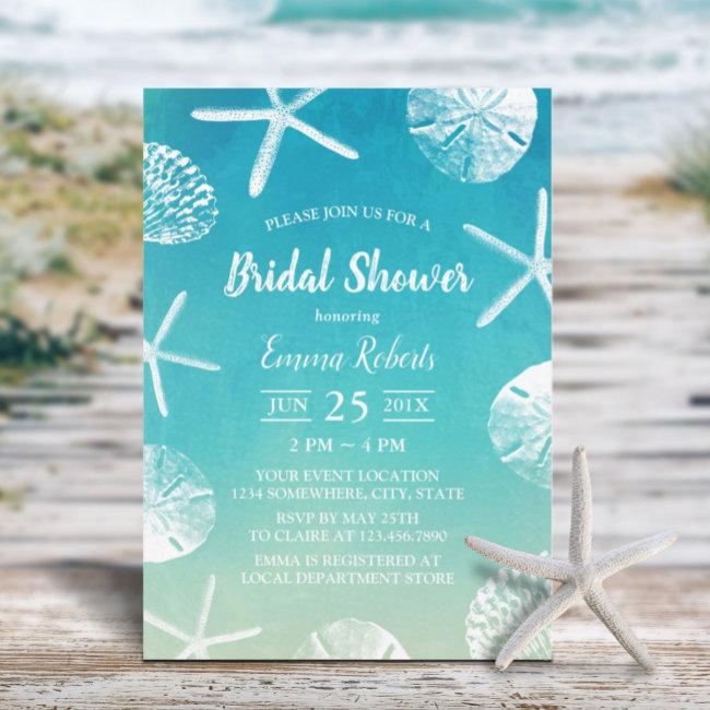 Beach Wedding Watercolor Seashells Baby Shower