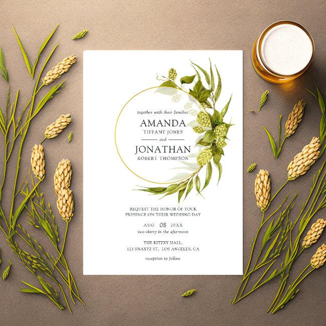 Beer Willow Greenery And Gold Geometric Wedding