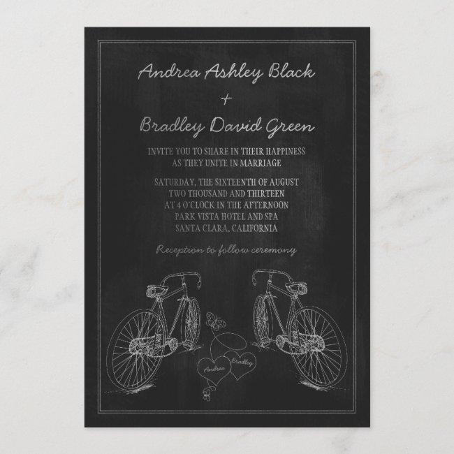 Bicycle Bike Chalkboard Hearts Wedding