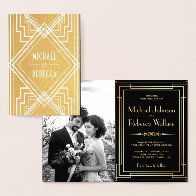 Black And Gold Foil Art Deco Wedding
