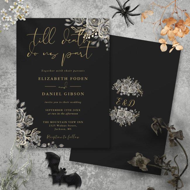 Black And Gold Gothic Roses Floral Wedding