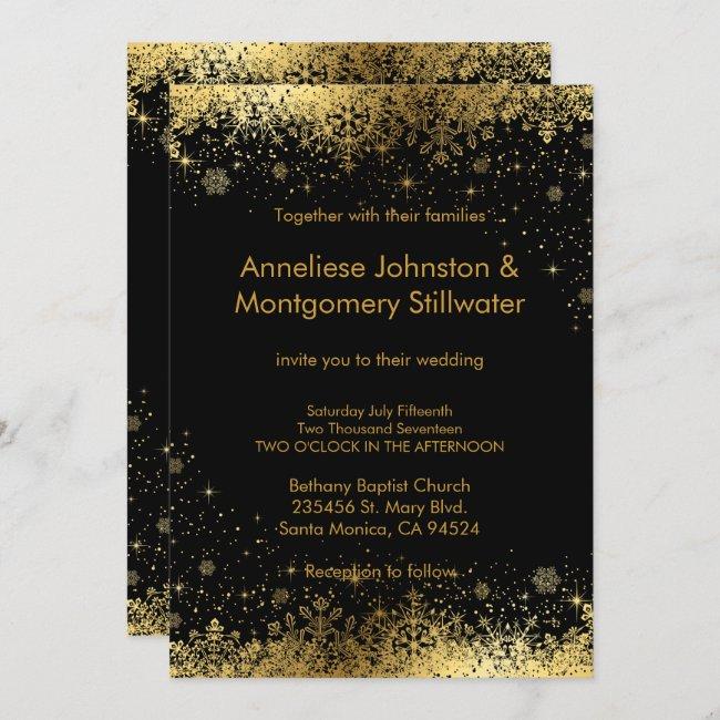 Black And Gold Snowflakes Wedding