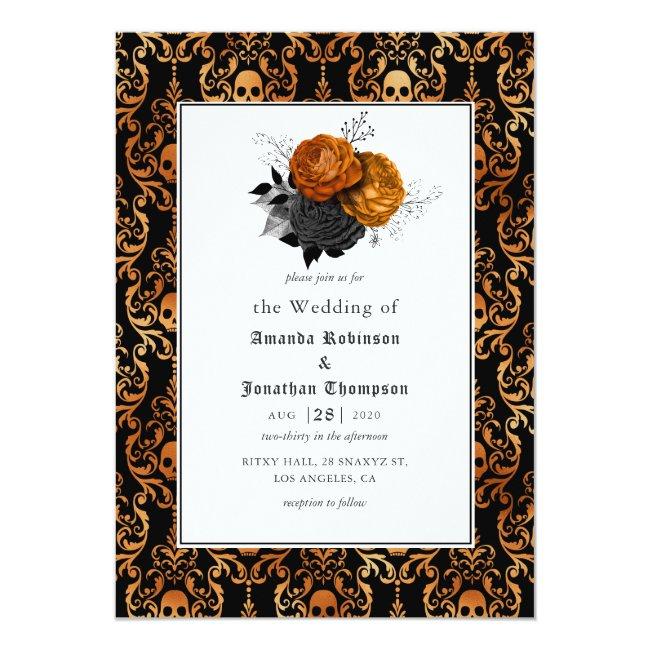 Black And Orange Floral Gothic Wedding