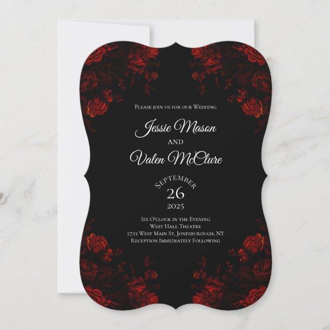 Black And Red Floral Elegant Gothic Wedding