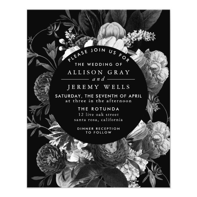 Black And White Floral Wedding  Flyer
