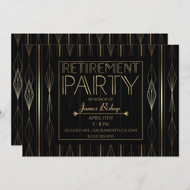 Black & Gold Art Deco Work Job Retirement Party