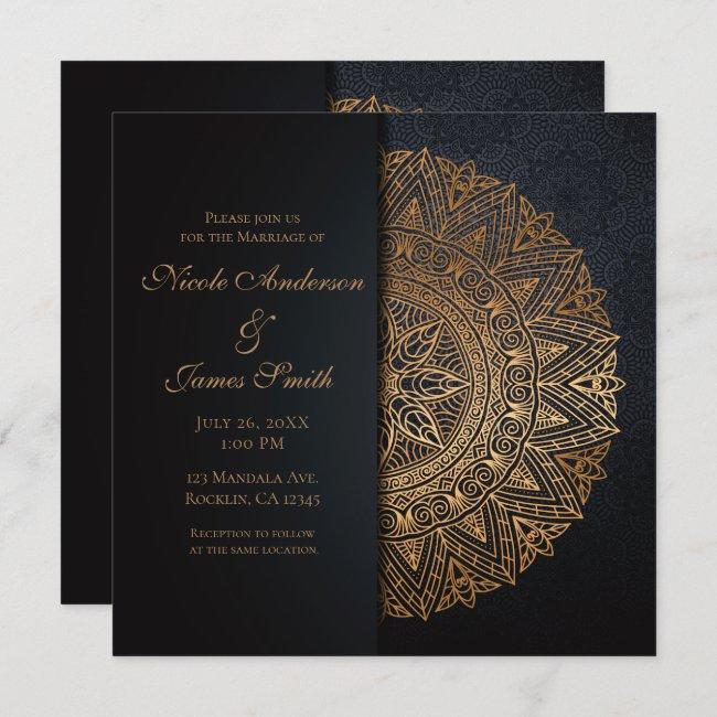 Black & Gold Mandala Elegant Wedding Marriage