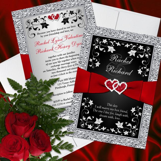 Black Silver Red Hearts, Floral Wedding