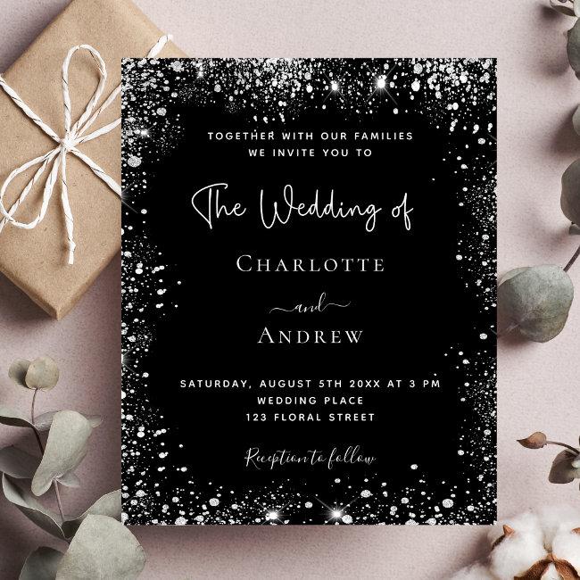 Black Silver Sparkle Wedding  Budget Flyer