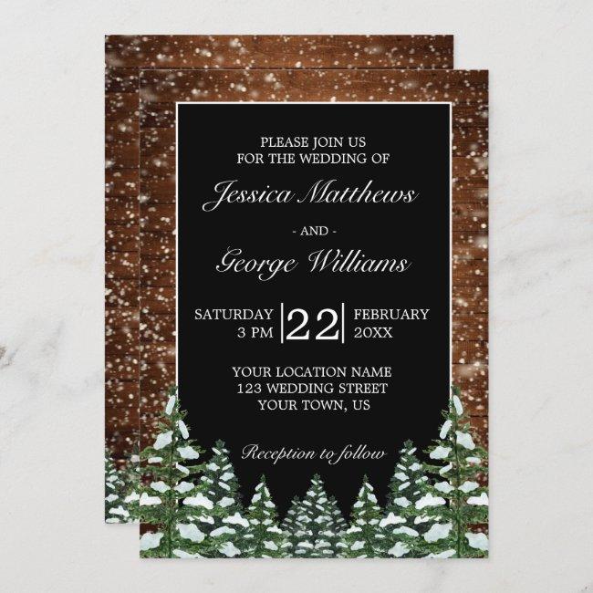 Black Snowy Wood & Forest Country Pine Wedding