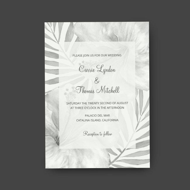Black & White Tropical Beach Palm Hibiscus Wedding