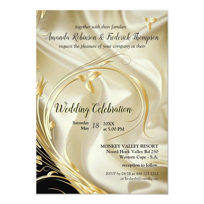 Black With Gold On Champagne Silk Wedding