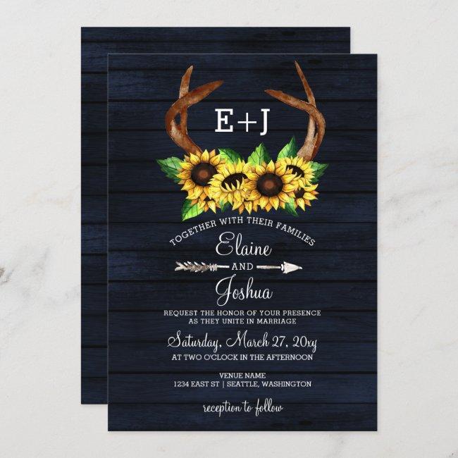 Blooming Sunflowers Antlers Country Chic Wedding