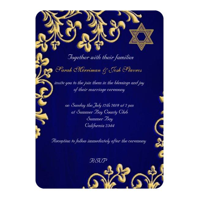 Blue And Gold Brocade Jewish Wedding