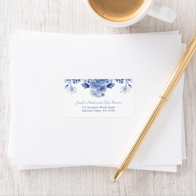 Blue And White Floral China Pattern Return Address Label