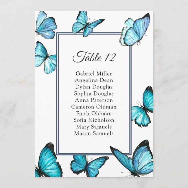 Blue Butterflies. Simple Wedding Seating Chart