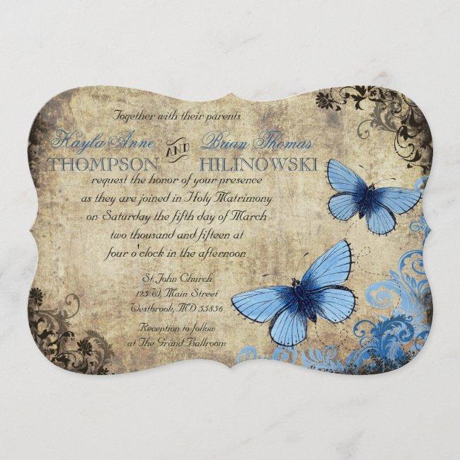 Blue Butterfly Vintage Wedding