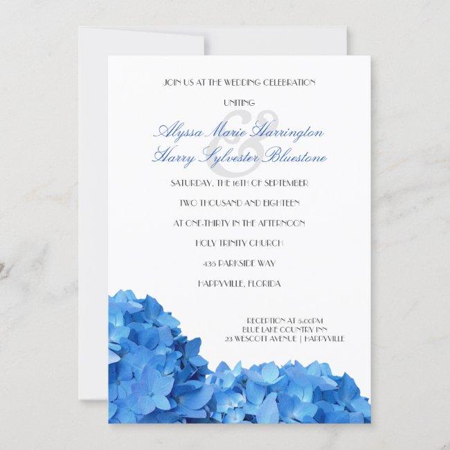 Blue Hydrangea Border Printed Wedding