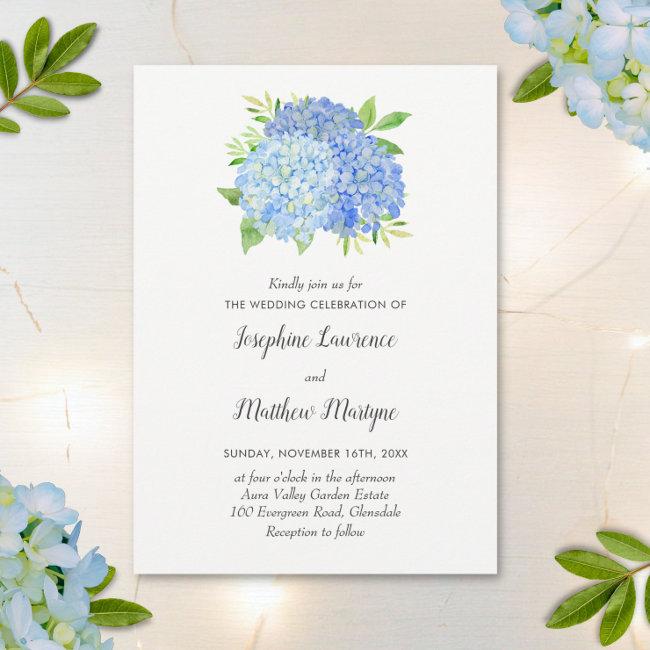 Blue Hydrangea Leaves Floral Watercolor Wedding