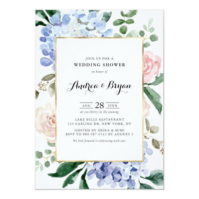 Blue Hydrangeas And Pink Roses Wedding Shower