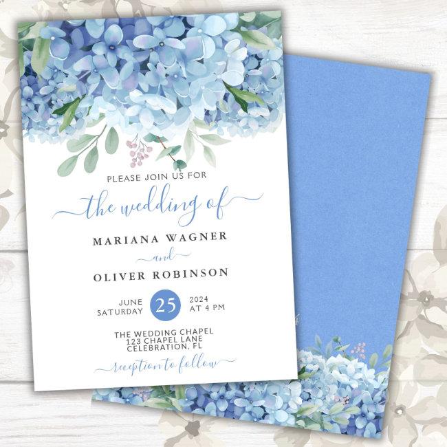 Blue Hydrangeas Watercolor Floral Wedding