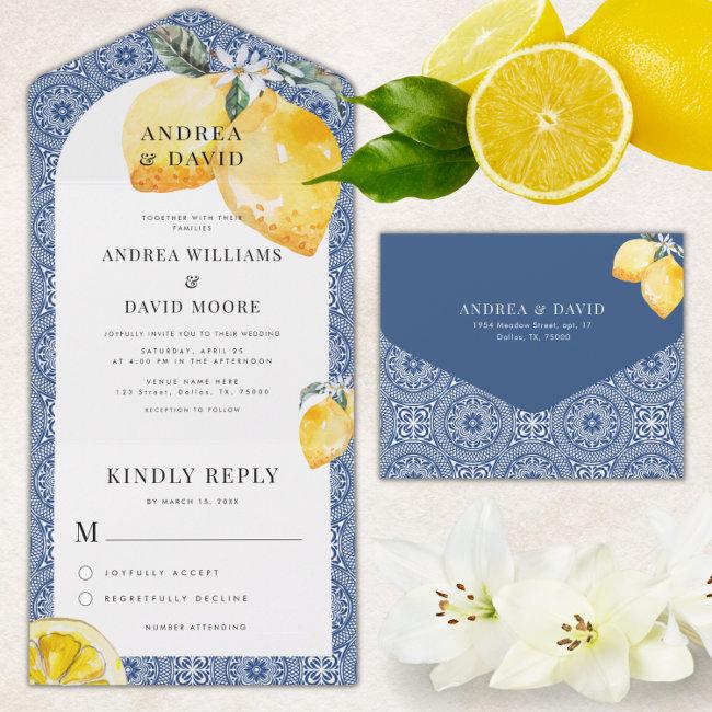 Blue Mediterranean Italian Tile & Lemon Wedding All In One