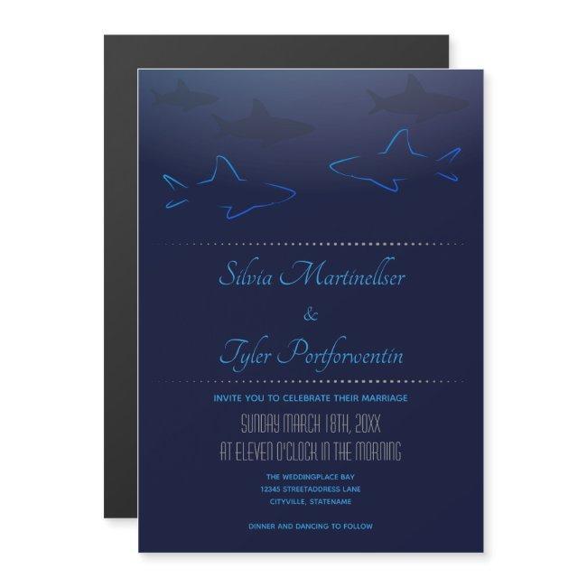 Blue Ocean Shark Wedding Magnetic