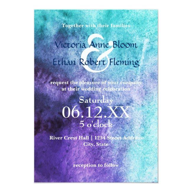 Blue On Purple Watercolor - 3x5 Wedding