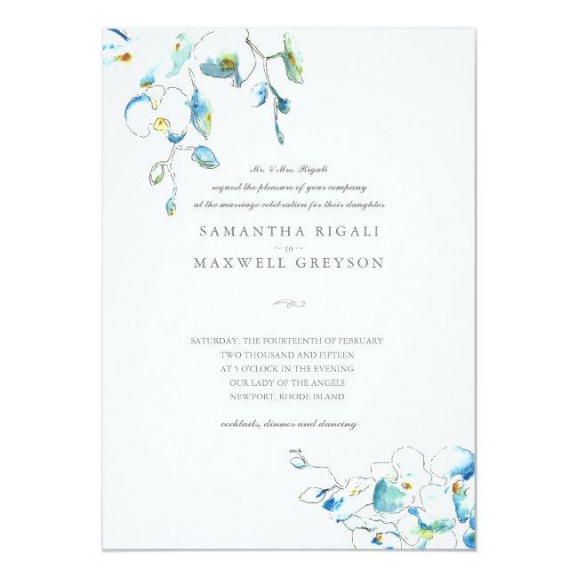 Blue Orchid Watercolor Flowers Wedding