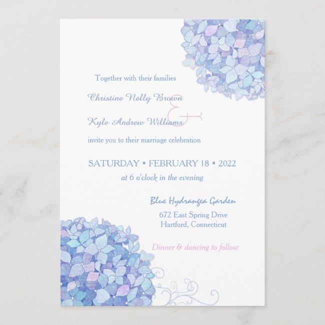 Blue Periwinkle Hydrangeas Garden Wedding