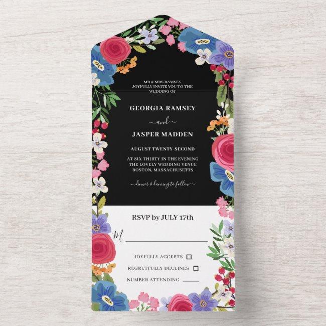 Blue Red Flowers Floral Wedding All In One
