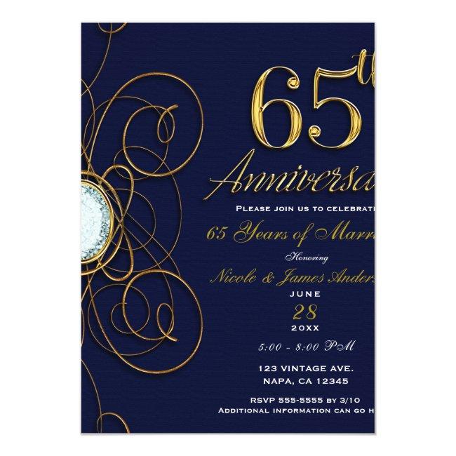 Blue Sapphire & Gold Diamond 65 65th Anniversary