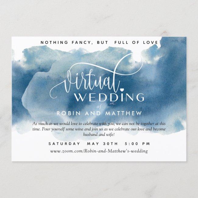 Blue Watercolor, Online Virtual Wedding