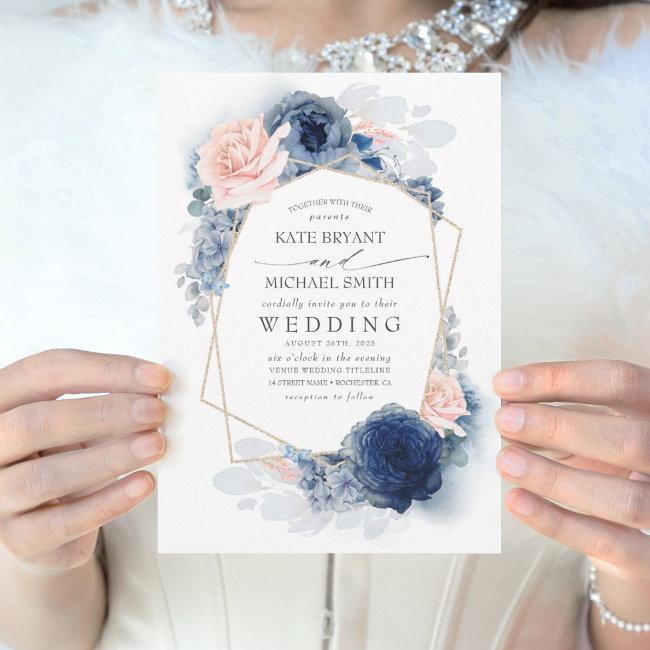 Blush Dusty And Navy Blue Floral Wedding