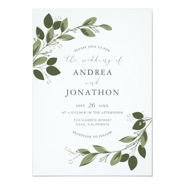 Blushing Sprigs Wedding Invite With Pink Back