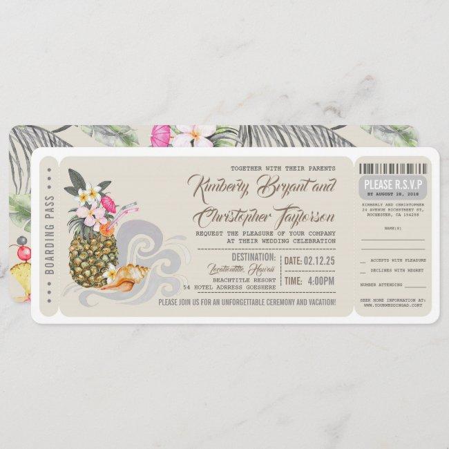 Boarding Pass | Beach Pineapple | Wedding Ticket