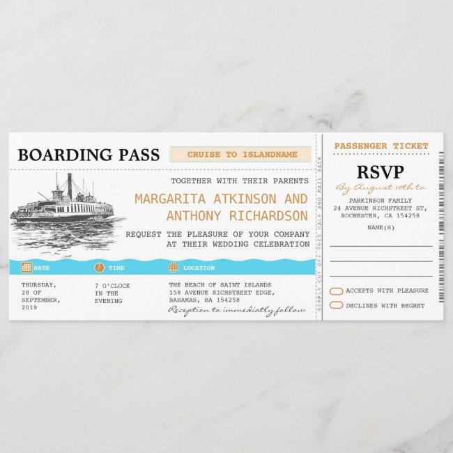 Boarding Pass Cruise Wedding Invites With Rsvp