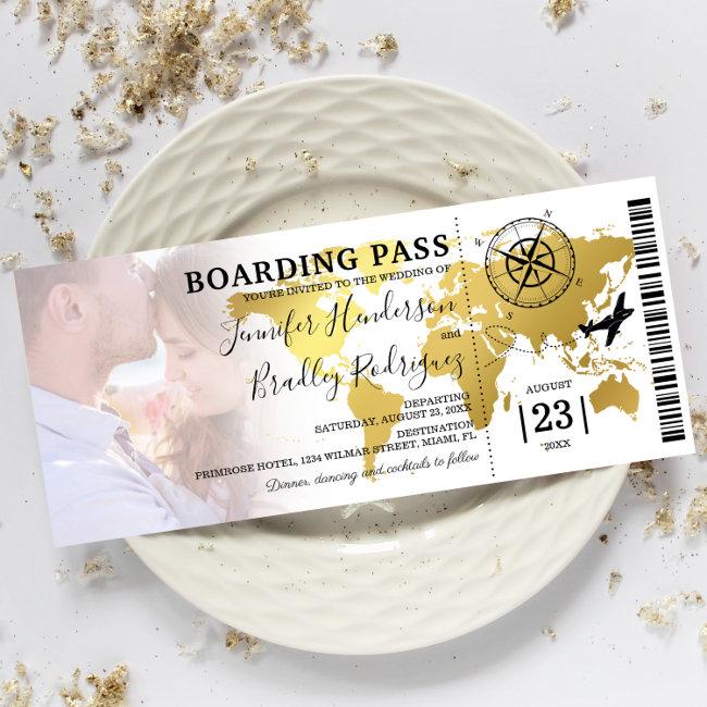 Boarding Pass Destination World Map Wedding