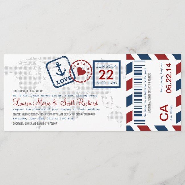 Boarding Pass Nautical Airmail Ticket