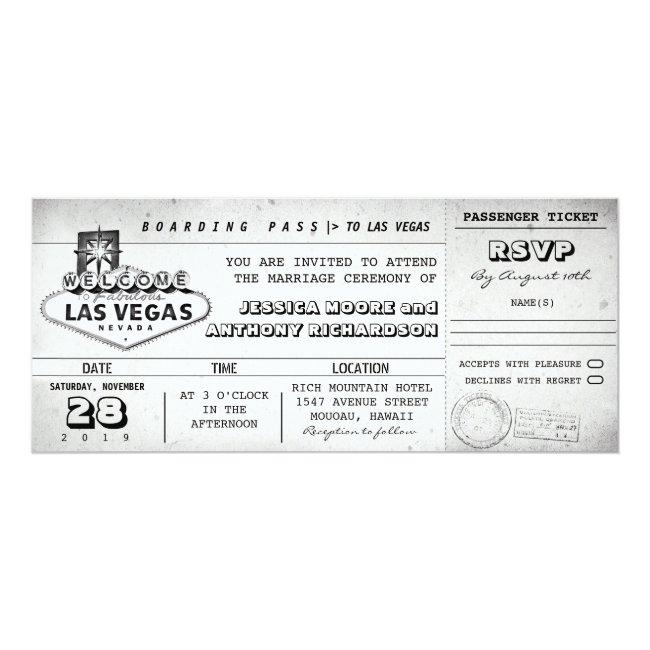 Boarding Pass Wedding Tickets Las Vegas