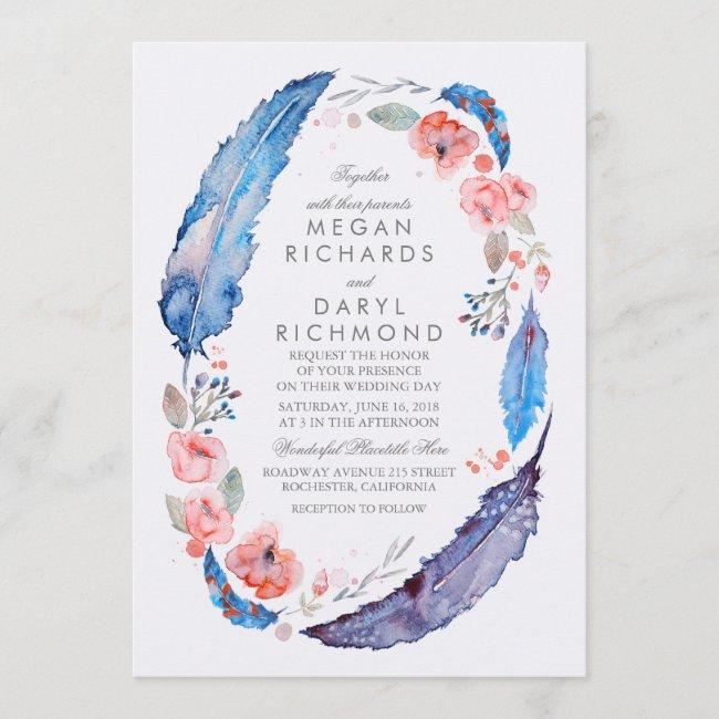 Bohemian Floral Feathers Rustic Wedding