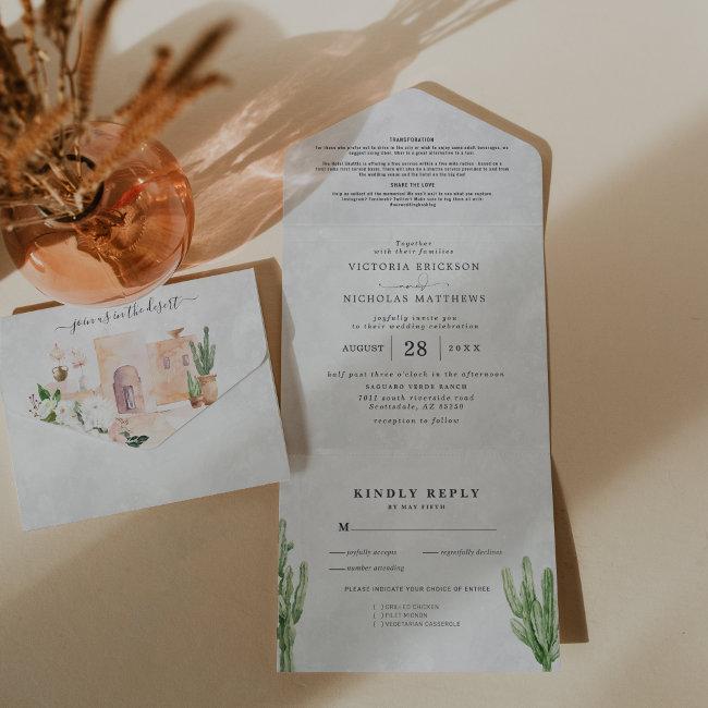 Boho Desert Cactus | All In One Wedding Invite
