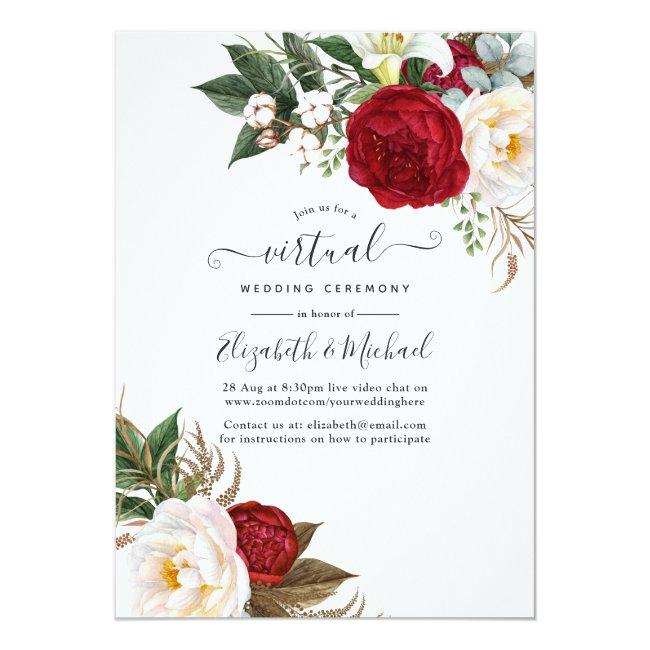 Boho Red And White Floral Online Virtual Wedding